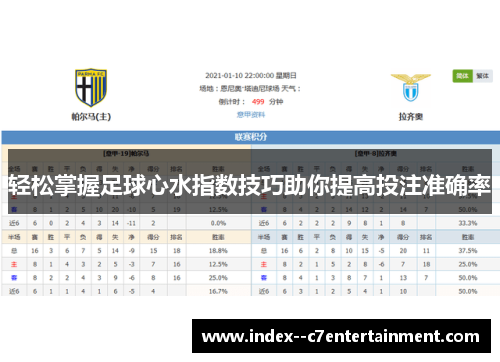 轻松掌握足球心水指数技巧助你提高投注准确率